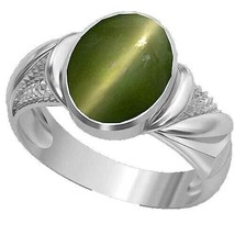 9.25 Ratti 8.00 Carat Natural Cat&#39;s Eye Stone Silver Crystal Adjustable Ring fo - £33.37 GBP