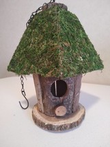 Bird house Green and Brown Homemade Covered Sturdy Birdhouse with hanging chain - £38.71 GBP