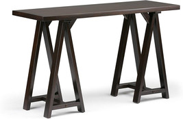 Console Sofa Table Rustic Sawhorse Tables Country Farmhouse Entryway Dark Brown - £228.54 GBP