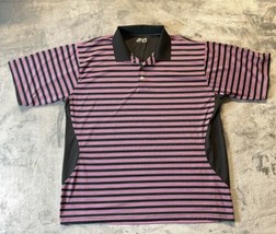 Slazenger Mens XXL Golf Polo Shirt Black Magenta Purple Pink Stripe Short Sleeve - £11.35 GBP