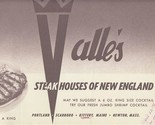Valles Steak House Placemat 1962 Portland Scarborough Kittery Maine Newt... - $13.86