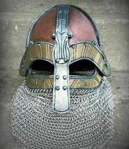 Medieval 16 Gage Steel Wearable Chain mail Silver Chrome New Armor Viking Helmet - £152.33 GBP