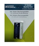 Garden Splendor 830-1902 Solar Rechargeable Batteries, AA, 2-Pk. - Quant... - £17.09 GBP