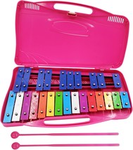 Xylophone Instrument For Kids 25 Notes Metal Glockenspiel Xylophone, Pink - £29.90 GBP