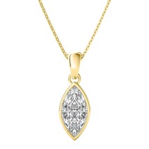 1 Ct Bezel Marquise Solitaire Real Moissanite Pendant 14K Yellow Gold Plated - £83.30 GBP