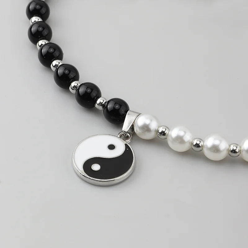 Sporting Couples Yin Yang Pendant Clavicle Chain For Women And Men Taiji Black W - £24.04 GBP