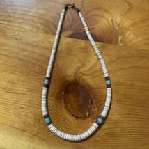 Vintage Native American Heishi Turquoise Pipestone Shell Necklace 18 Inch 1970’s - $220.00