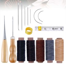 16pcs Leather Sewing Tools Upholstery Repair Kit with Sewing Thread, Large Eye  - £23.24 GBP