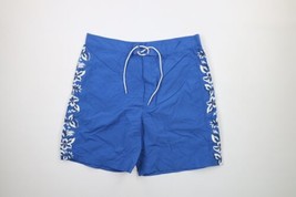 Vintage 90s Tommy Hilfiger Mens 2XL Spell Out Floral Board Shorts Trunks Blue - £34.23 GBP