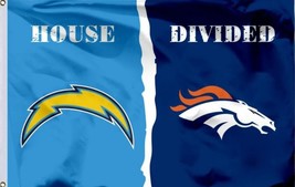 Los Angeles Chargers and Denver Broncos Divided Flag 3x5ft - £12.78 GBP
