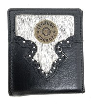 Western Genuine Woven Leather Cowhide Mens Bifold Short Wallet in Multi Emblem ( - £22.58 GBP