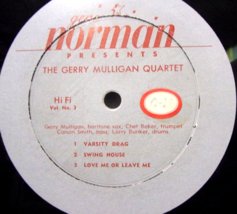The Gerry Mulligan Quartet Vol. 3-10&quot; LP-1954-VG+ Gene Norman GNP-106 - £23.74 GBP