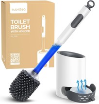 Toilet Bowl Brush Holder Set Silicone Toilet Brush with Refillable Handl... - £32.06 GBP