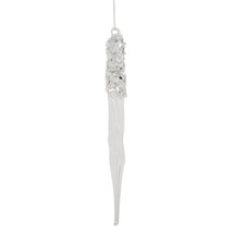 New Sequined and Beaded Icicle Glass Christmas Ornament - 9&quot; - Clear - $33.99