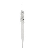 New Sequined and Beaded Icicle Glass Christmas Ornament - 9&quot; - Clear - $33.99