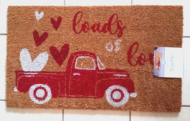 NEW Huntington Home Coir Door Mat Red Pick-up Hearts Rustic Farmhouse Home Decor - £11.81 GBP