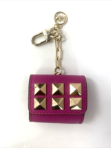 Michael Kors Gold Pyramid Studs Jet Set Earbud Case Pink Leather Small M1 - £54.64 GBP