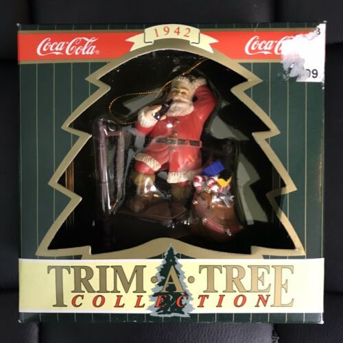 Primary image for Coca Cola Trim A Tree Collection Ornament 1942 Santa Standing on Steps with Toys