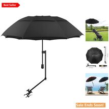 Elegant UPF 50+ Beach Umbrella with Adjustable Clamp for Ultimate UV Pro... - $65.29