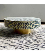 Handmade luxury Bone inlay targua pattern with brass metal base round coffee tab - $999.00 - $2,450.00