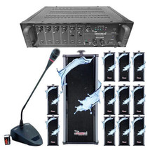 Commercial Paging System with 1x 250W Amplifier, 12x Wall Speaker, 1x De... - $499.00