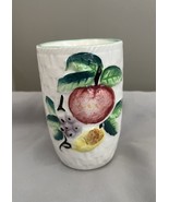 1 Basket Weave HandPainted Cup W/Fruit-Grapes. Lemon, Apple-Ceramic Pott... - $15.00