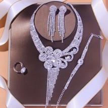 Luxury Flowers Rhinestone Bridal Jewelry Sets for Women Christmas Accessories Ne - £37.68 GBP