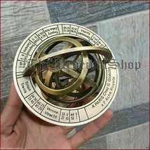 Antike Armillar Messing Desktop Globus Kugel Holzsockel Vintage Astrolabe... - £30.57 GBP
