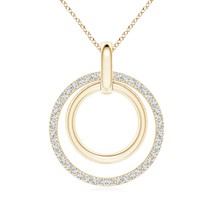 ANGARA Lab-Grown 0.25 Ct Diamond Double Circle Pendant Necklace in 14K Gold - £681.98 GBP