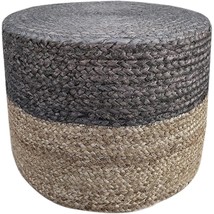 Jute Pouf Ottoman | Footrest Pouf | Hand Braided - Round Boho Pouffe - F... - £101.40 GBP