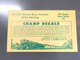 Vintage Champ Decals No. HN-130 Warrior River Terminal White HO Road Nam... - £11.90 GBP