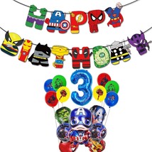 Superhero Birthday Decorations Balloons Spiderman Hulk Captain America I... - £27.91 GBP