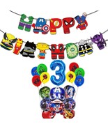 Superhero Birthday Decorations Balloons Spiderman Hulk Captain America I... - £30.11 GBP