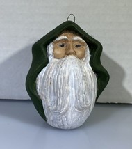 Vintage Green Ceramic Santa Claus Christmas Ornament - £4.26 GBP