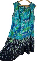 Dressbarn Size 18 Dress Scuba Knit Fit &amp; Flare Art to Wear Watercolor Floral - £37.03 GBP