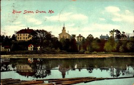 Vintage POSTCARD- River Scene, Orono, Maine BK49 - £3.96 GBP