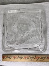 1930&#39;S Federal Glass Square Refrigerator Dish Lid Only w Embossed Vegeta... - $18.32