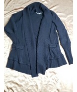 Trouble At The Mill Womens L Black Long Open Front Cardigan Sweater Made... - €32,12 EUR