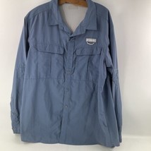 Columbia Mens Sz L/XL  Long Sleeve Shirt Blue Fishing Button-Up two pockets - $29.69