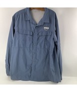 Columbia Mens Sz L/XL  Long Sleeve Shirt Blue Fishing Button-Up two pockets - £23.29 GBP