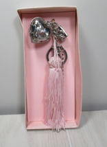 Ulta cosmetics Silver tone pink tassel heart lock gems charms keychain bag clip - £10.73 GBP