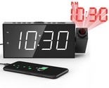 Projection Digital Alarm Clock For Ceiling,Wall,Bedroom - Fm Radio,7 Lar... - £39.08 GBP