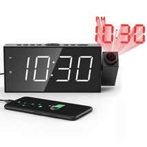 Projection Digital Alarm Clock For Ceiling,Wall,Bedroom - Fm Radio,7 Lar... - £39.90 GBP