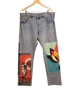 Levi&#39;s 501 &#39;93 Mens 38x32 Straight Fit Light Denim Jeans Custom Embellis... - $59.40