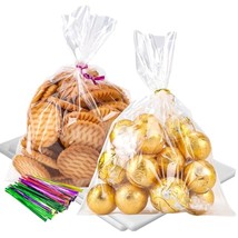 Cellophane Bags Plastic Gift Bags Clear Cookie Bags Treat Bags With Twis... - £8.77 GBP