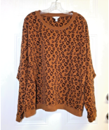 Time And Tru Swing Sweatshirt Plus Size XXXL 22 Brown Flocked Animal Print - $231.34 MXN