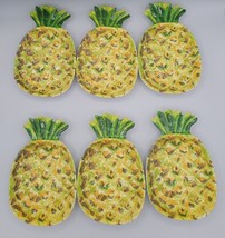 Pineapple MELAMINE Appetizer Snack Plates/Bowl Set Outdoor Collection Yellow 6pc - £15.36 GBP