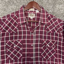 Ely Cattleman Pearl Snap Shirt Mens XLT Red Plaid Long Sleeve Western Co... - £14.65 GBP