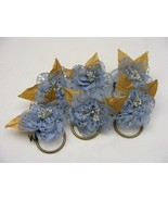Vintage Handmade Napkin Rings Set of 6 Solid Blue Grey Lace Beaded Polle... - $368.72 MXN