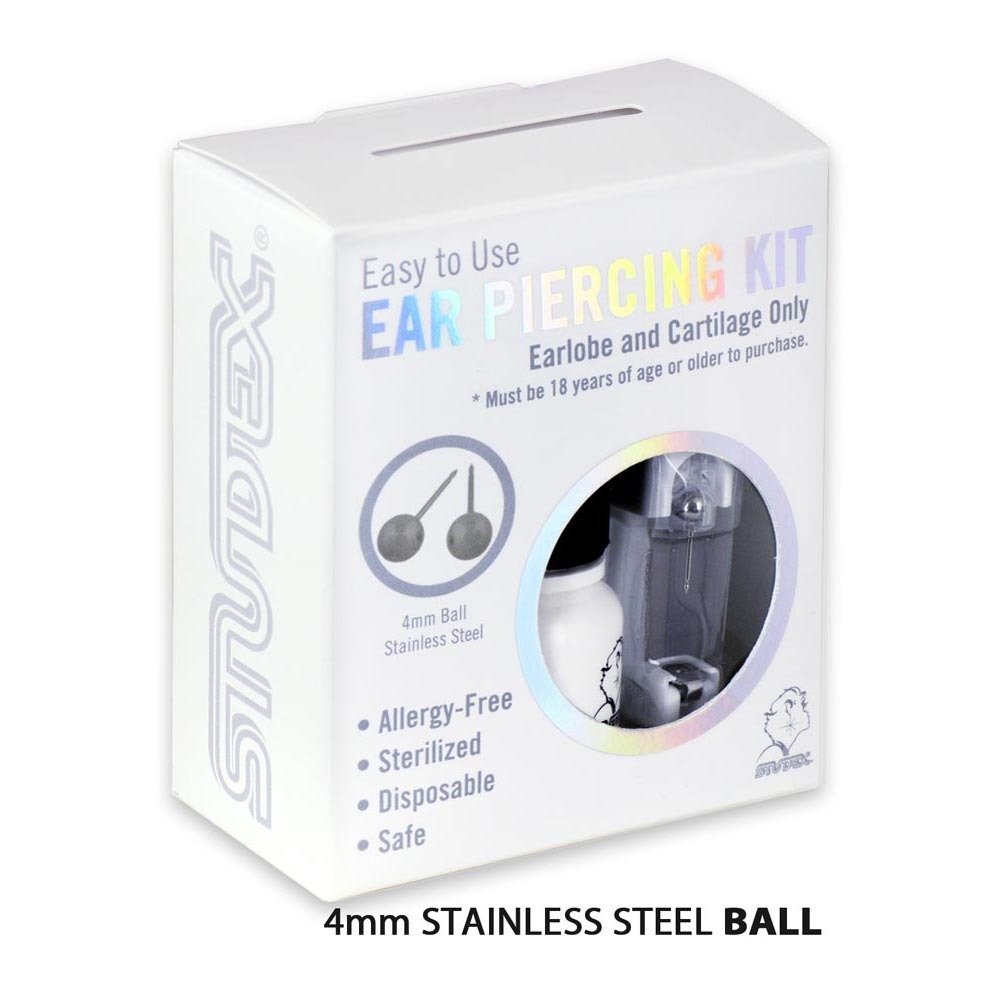 Personal at Home Ear Piercing Kit w/Gun & 4mm Stainless Steel Ball Earrings - $9.99